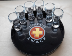 Zwack Unicum pohár készlet + tálca