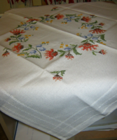 Cross stitch embroidered tablecloth 77 cm x 77 cm