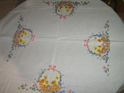 Beautiful hand-embroidered Easter cross stitch tablecloth
