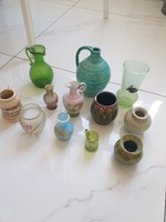 12 vases, glasses, jugs, some marked