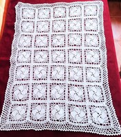 Crocheted, white tablecloth, 55 x 38 cm