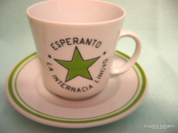 Gyűjtői Alföldi Porcelán Esperanto mokkás csésze