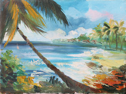 Palm tree beach - painting