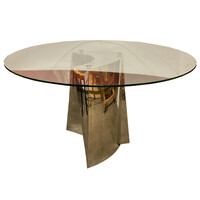Design glass dining table with chrome legs b107