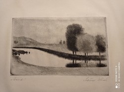 István Szőnyi (1894-1960): silence... One of the most beautiful etchings, very rare!