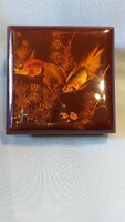 Oriental lacquer box with shining goldfish