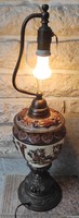Antik nagy méretű Szecessziós majolika asztali lámpa íróasztal éjjeli lámpa,Bőségszaru ! Videó !