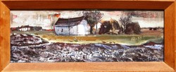 József Fodor (1935-2007): plowing - painting, original, glazed frame