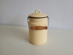 Old vintage 3 l enamel jug with butter color old enameled milk jug 3 liter food