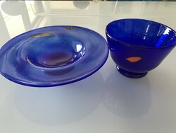 Swedish glass bowl and tray, marked