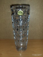 Jelzett Francia kristály művészi üveg váza 1 kg 22 cm magas (21/d)