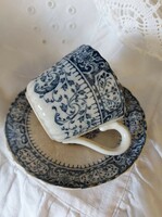 Antique faience sarreguemines coffee cup with broderies decor