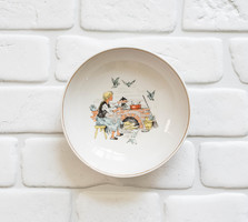 Hollóházi retro porcelán gyerek tányér - Hamupipőke - mese tál