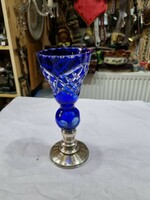 Crystal vase with silver base