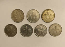 7 darab ezüst 200 forintos 1993.
