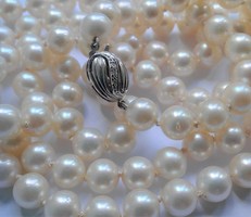 14K white gold diamond true pearl akoya pearl necklace