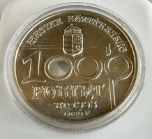 311T. 1 Forintról! 925-ös Ezüst 1000 Forintos Labdarugó VB emlékérem, 1 uncia, polír veret, 1993
