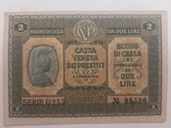 Olasz 2 líra, lire Olaszország Velence  1918