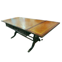 Leather-covered, openable coffee table - b187