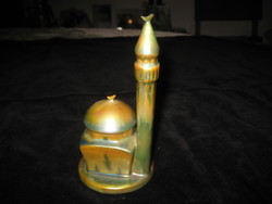 Zsolnay  eozin    A  pécsi dzsámi a minarettel  14 cm