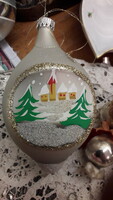 Üveg karácsonyfadísz régi, Soproni kézzel festett csepp