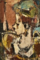 Gyula Konfár (1933 - 2008) Matild (woman in a hat) c. Art Gallery painting with original guarantee!