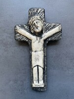 Régi, rusztikus nagyméretű fali Jézus feszület - kereszt - korpusz﻿
