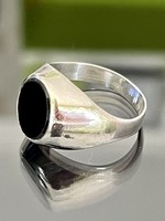Antik, ezüst gyűrű, Onix kővel