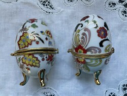 Tojás alakú porcelán ékszertartó, szelence, “Faberge” stílusú tojás