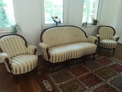 Antik bécsi barokk ülőgarnitúra, szalongarnitúra arany (fotel, szék, kanapé)
