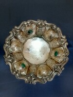 Antique silver plated jade stone tray
