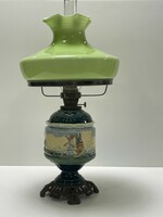 Antik majolika petróleum lámpa