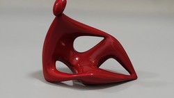 Zsolnay piros ökörvér mázas "Nyugalom", Török J. tervezte modern figura