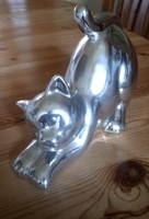 20x14 cm ezüst fém cica