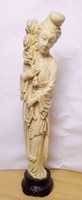 Chinese lady with roses, signed ivory character. Unique artwork.