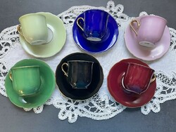 Régi színes Bavaria Winterling kávés (mokkás) csészék - 6 darab