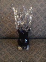 Glass lace vase - navy blue, broken glass, handcrafted piece