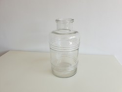 Old Antique Large 8 Liter Preserving Jar with Striped Embossed Pattern, Barrel Shape, 8 L, Factory-made