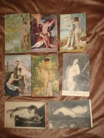 8 db régi erotikus művészlap aktok