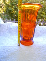 Art deco borostyán színű   üveg váza 23,5 cm