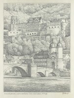 1J791 Heidelbergi tájkép régi jelzett számozott kastély híd