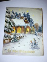 Térbeli, glitteres, vintage karácsonyi üdvözlő lap   304.