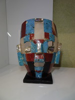 Különleges egyedi mexikói azték  kerámia-porcelán maszk.