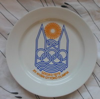 Feliratos porcelán falitányér: Szeged 1979 – XV. Nyári Úttörő Olimpia