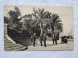 Antik francia fotólap/képeslap Monte Carlo, urak/hölgyek elegáns ruhában, pálmafa 1910 körüli