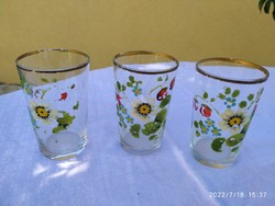 3 antique painted glass glasses for sale!