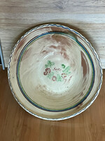 Antique folk glazed rare large earthenware bowl