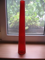 Large, red, rough surface art glass vase
