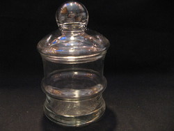 Lidded glass multi-level storage with ball-shaped tongs
