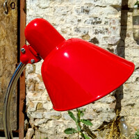Bauhaus - Art deco íróasztali lámpa felújítva (piros - króm)